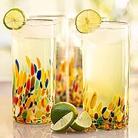 Vasos Highball, 'Confetti' (juego de 6) - Cóctel Highball de vidrio soplado a mano de colores (juego de 6)