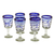 Weingläser, (6er-Set) - Sechs gestreifte blaue Weingläser aus mundgeblasenem Recyclingglas