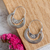 Sterling silver hoop earrings, 'Floral Crescent' - Women's Floral Sterling Silver Hoop Earrings (image p79308) thumbail