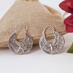 Sterling silver hoop earrings, 'Peaceful Doves' - Unique Animal Themed Vintage Style Silver Bird Hoop Earrings