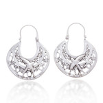 Sterling silver hoop earrings, 'Peaceful Doves' - Unique Animal Themed Vintage Style Silver Bird Hoop Earrings