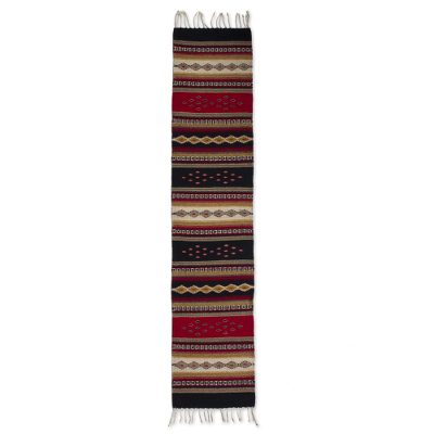 Zapotec wool runner, 'Diamond Path' (1.5x6) - Hand Made Zapotec Wool Area Rug (1.5x6)