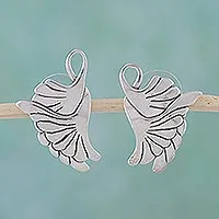 Pendientes colgantes de plata de ley, 'On Doves' Wings' - Pendientes de pájaro de plata de ley hechos a mano en México