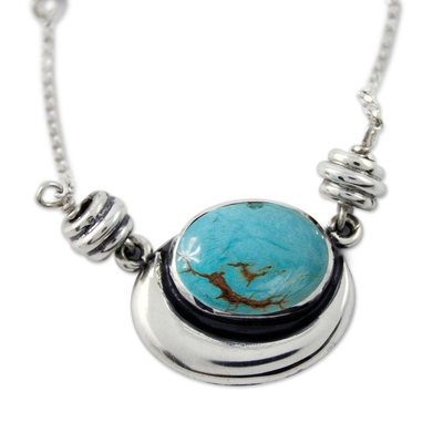 Necklace, 'Blue Moon' - Sterling Silver Mexican Jewelry Pendant Necklace 