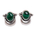 Malachite button earrings, 'Healing Crescent' - Fair Trade Sterling Silver and Malachite Earrings (image 2a) thumbail