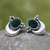 Malachite button earrings, 'Healing Crescent' - Fair Trade Sterling Silver and Malachite Earrings (image 2c) thumbail