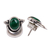 Malachite button earrings, 'Healing Crescent' - Fair Trade Sterling Silver and Malachite Earrings (image 2e) thumbail