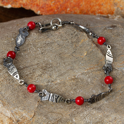 Sterling silver charm bracelet, 'Tropical Fish' - Sterling silver charm bracelet