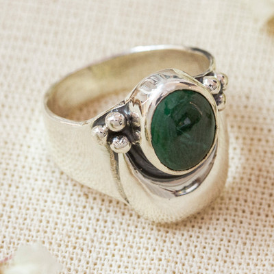 Sterling Silver Cocktail Malachite Ring