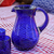 Blown glass pitcher, 'Pure Cobalt' - Blue Handcrafted Handblown Recycled Glass Pitcher (image 2b) thumbail