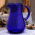 Blown glass pitcher, 'Pure Cobalt' - Blue Handcrafted Handblown Recycled Glass Pitcher (image 2c) thumbail