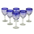 Wine glasses, 'Tall Cobalt Spiral' (set of 6) - Hand Blown Blue Accent Wine Glasses Set of 6 Mexico (image 2a) thumbail