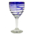 Wine glasses, 'Tall Cobalt Spiral' (set of 6) - Hand Blown Blue Accent Wine Glasses Set of 6 Mexico