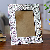 Aluminum picture frame, 'Spirals' (6x8)