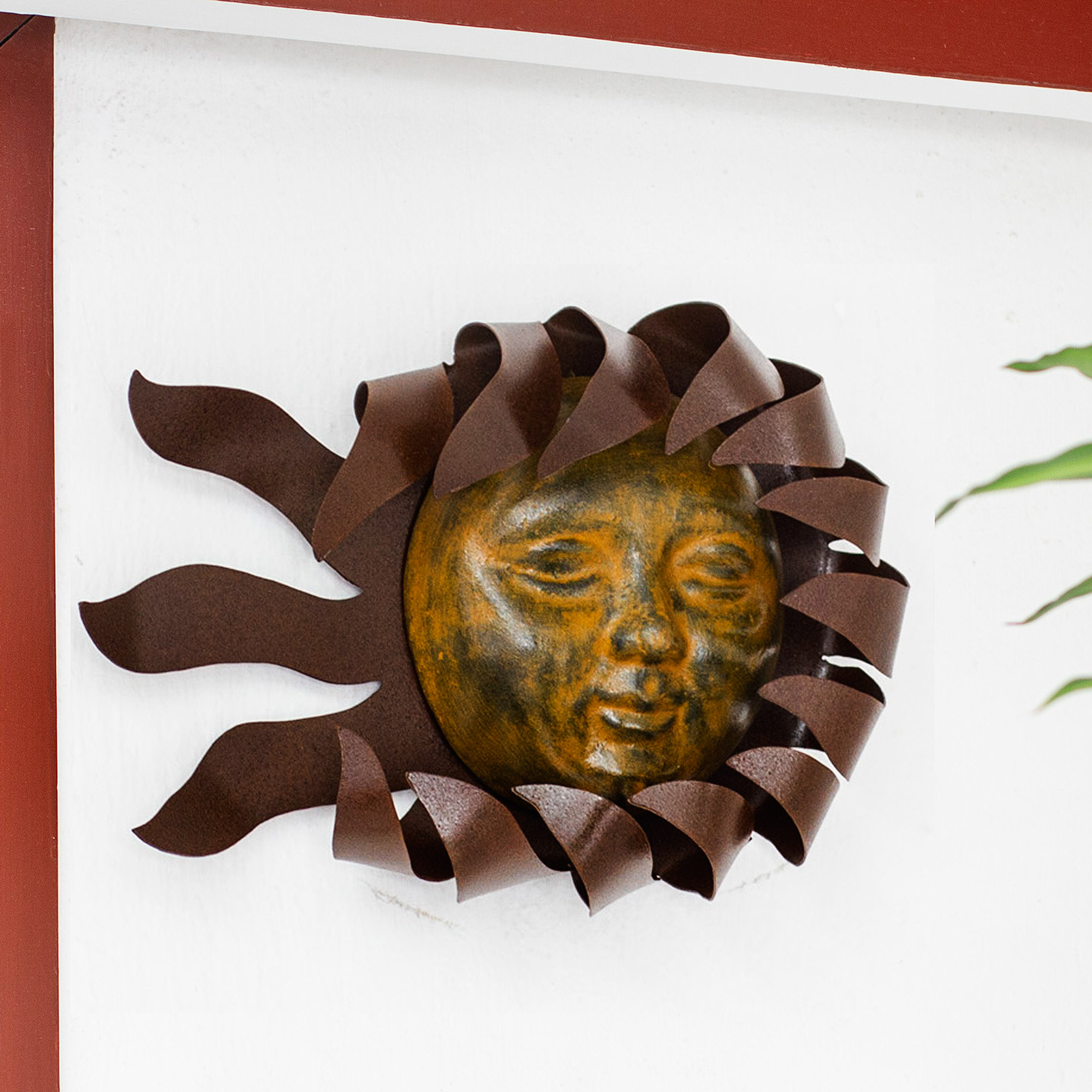 Metal Wall Sculpture Iron Ceramic Handmade /'Eternal Sun/' NOVICA Mexico