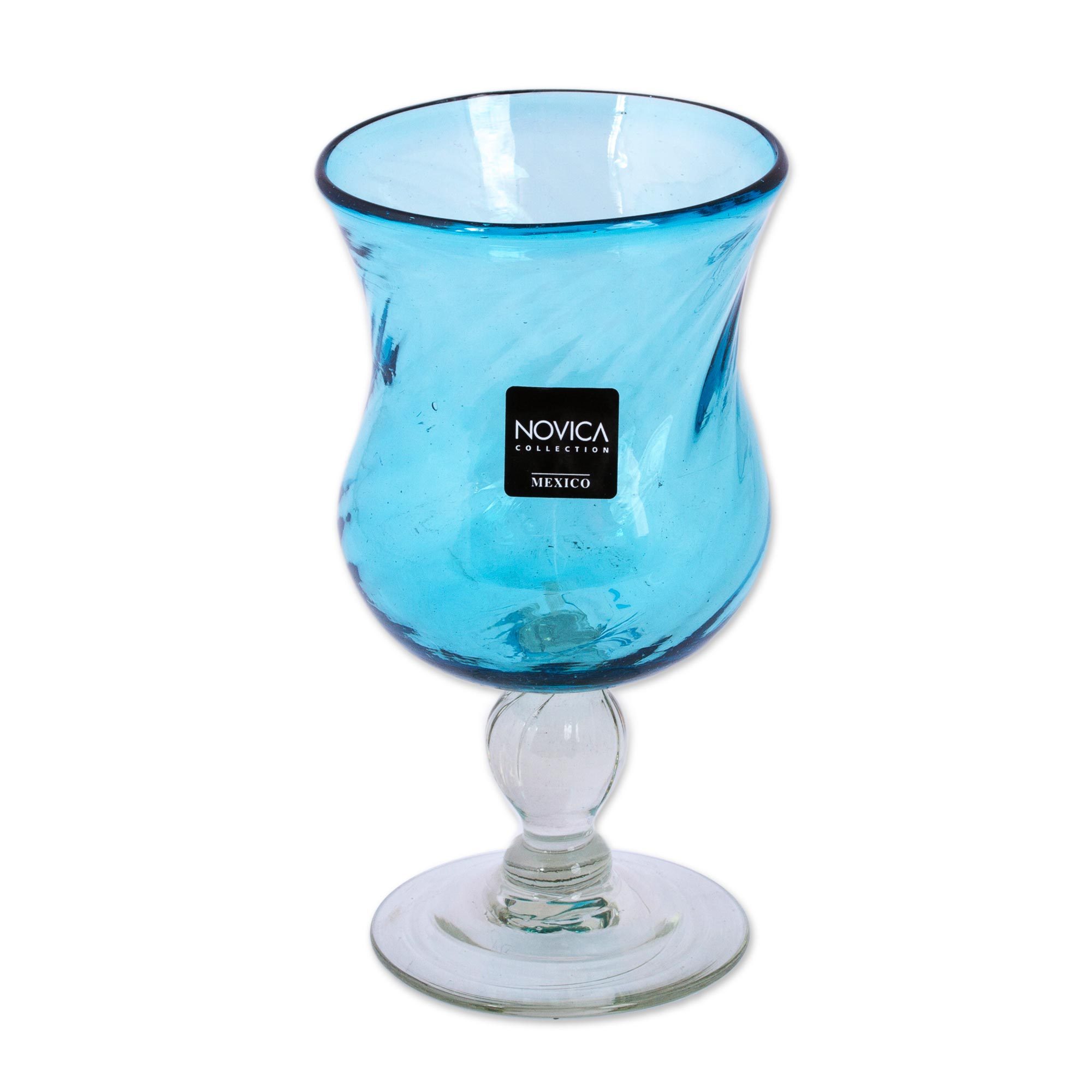 Handmade Handblown Recycled Glass Cocktail Goblets Set of 4 Caribbean