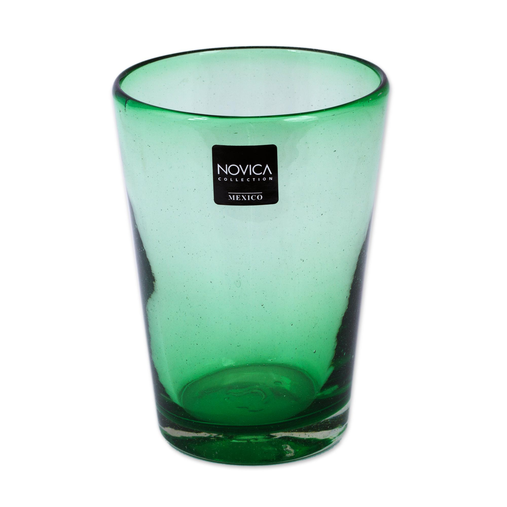 Artisan Crafted Handblown Recycled Water Glasses Set Of 6 Lime Twist Novica