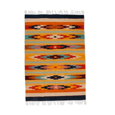 Zapotec wool rug, 'Wildflowers' (4x6) - Zapotec wool rug (4x6)