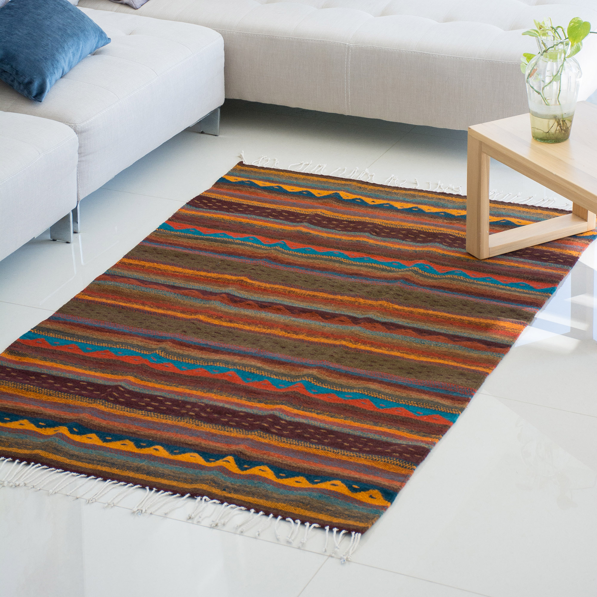 Zapotec Area Rug From Mexico 4x6, Earth Tone Area Rugs