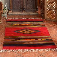 Zapotec wool rug (2x3) - Blue Diamond Diversity