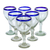 Wine goblets, 'Acapulco' (set of 6) - Handmade Handblown Glass Recycled Cocktail Drinkware Six (image 2a) thumbail