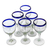 Wine goblets, 'Acapulco' (set of 6) - Handmade Handblown Glass Recycled Cocktail Drinkware Six (image 2b) thumbail