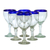 Wine goblets, 'Acapulco' (set of 6) - Handmade Handblown Glass Recycled Cocktail Drinkware Six (image 2c) thumbail