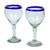 Wine goblets, 'Acapulco' (set of 6) - Handmade Handblown Glass Recycled Cocktail Drinkware Six (image 2d) thumbail