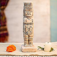 Ceramic figurine, 'Warrior from Tula' - Toltec Warrior Mexican Replica Ceramic Sculpture