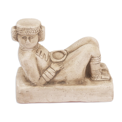 Ceramic figurine, 'Chac Mool' - Toltec Maya Archaeological Ceramic Sculpture from Mexico