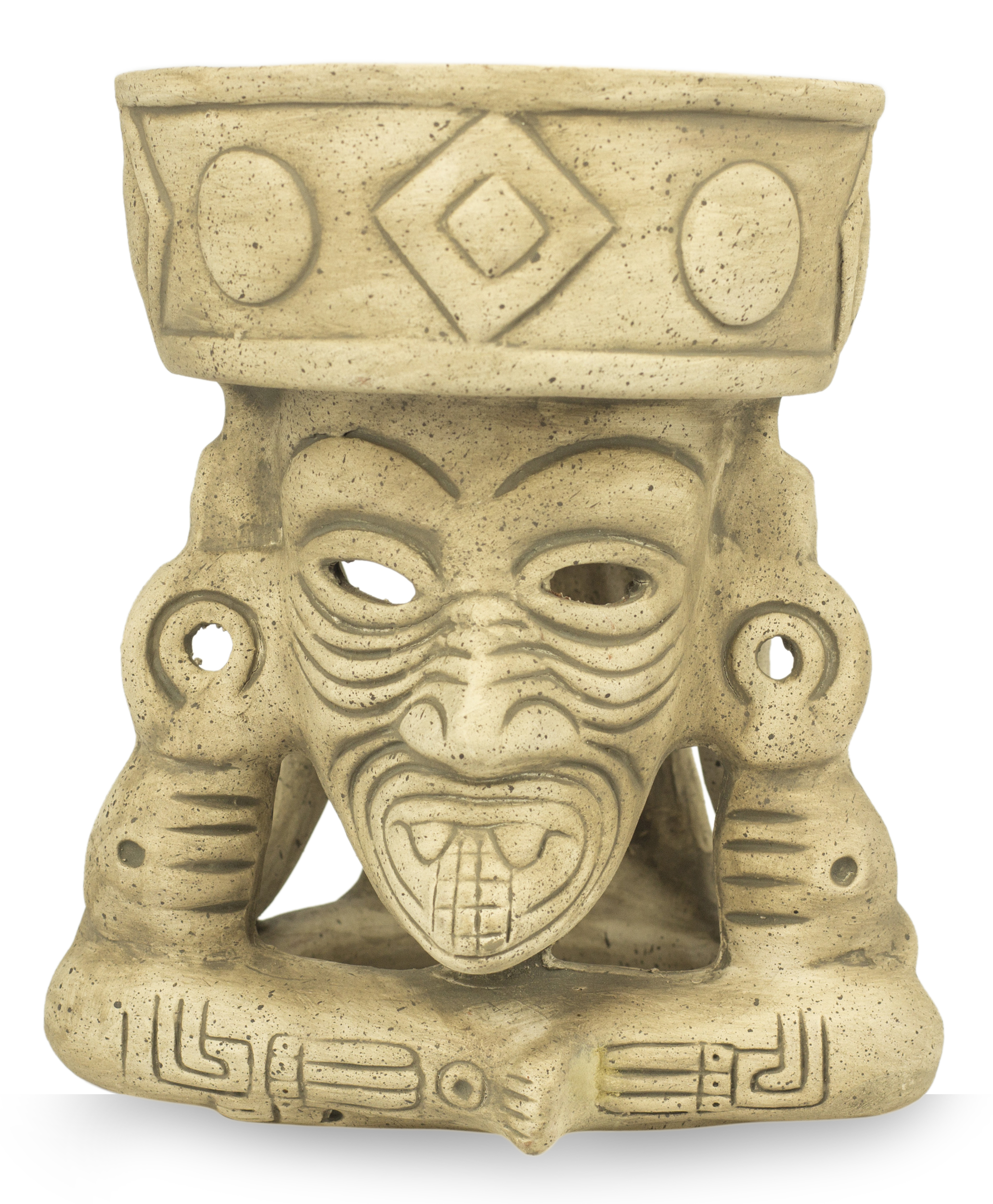 Handmade Aztec Archaeologyl Ceramic Sculpture - Ancient Fire God | NOVICA