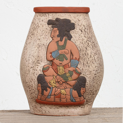 Jarrón de ceramica - Jarrón Arqueológico Mexicano de Cerámica Hecho a Mano