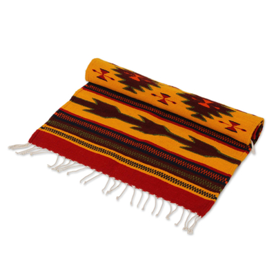 Zapotec wool rug, 'Burning Arrows' (2x3) - Unique Geometric Wool Area Rug (2x3)