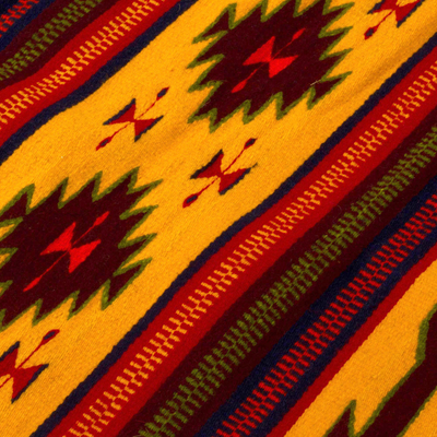 Tapete de lana zapoteca, (2x3) - Alfombra de lana geométrica única (2x3)