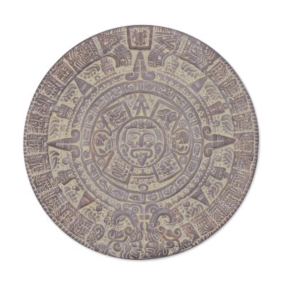 Unique Mexico Archaeological Ceramic Calendar - Aztec Calendar in Umber ...