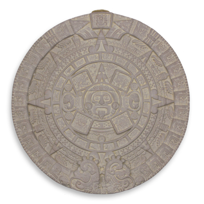 Ceramic plaque, 'Frozen Aztec Sun Stone' - Mexican Archaeological Ceramic Plaque Crafted by Hand