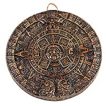 Hand Crafted Archaeological Ceramic Calendar, 'Honey Aztec Sun Stone'