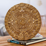 Ceramic plaque, 'Honey Aztec Sun Stone' - Hand Crafted Archaeological Ceramic Calendar