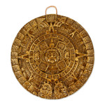 Ceramic plaque, 'Honey Aztec Sun Stone' - Hand Crafted Archaeological Ceramic Calendar