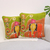 Cotton cushion covers, 'Father and Son' (pair) - Handcrafted Cotton Elephant Cushion Covers (Pair) (image 2) thumbail