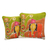 Cotton cushion covers, 'Father and Son' (pair) - Handcrafted Cotton Elephant Cushion Covers (Pair)