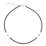 Lapis lazuli beaded necklace, 'A Pure Soul' - Handcrafted Sterling Silver and Lapis Lazuli Necklace