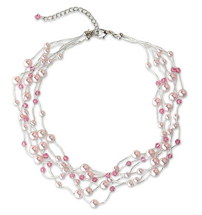 Gargantilla de perlas y cristales - Gargantilla de perlas artesanal