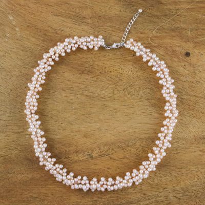 Pearl beaded necklace, 'Extravagant Lilac' - Pearl beaded necklace