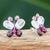 Garnet and rose quartz button earrings, 'Exotic Butterfly' - Artisan Crafted Garnet and Rose Quartz Button Earrings (image 2b) thumbail