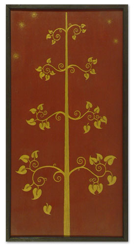'Golden Faith' - Bodhi Tree of Life Painting in Gold on Red