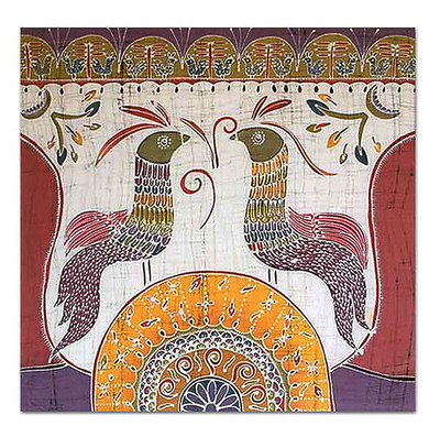 Cotton wall hanging, 'Song for the New Day' - Batik Cotton Wall Hanging