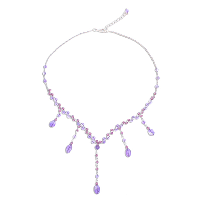 Amethyst Y necklace, 'Violet Empress' - Artisan Crafted Amethyst Y Necklace