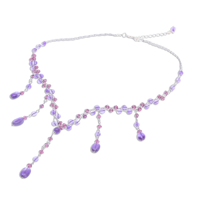Amethyst Y necklace, 'Violet Empress' - Artisan Crafted Amethyst Y Necklace