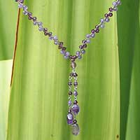 Gargantilla de amatista y cristal, 'Lilac Ice' - Collar de cuentas de amatista